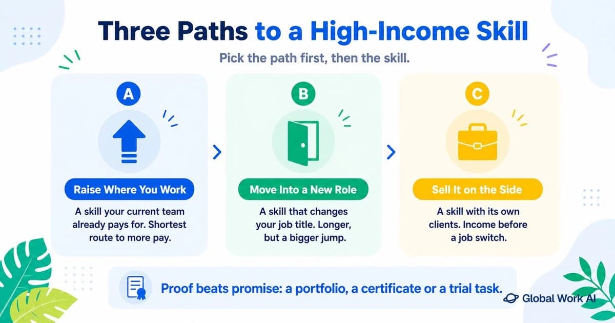 Three paths to a high income skill
