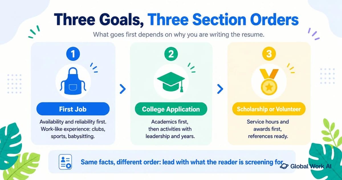 Three goals for a high school resume