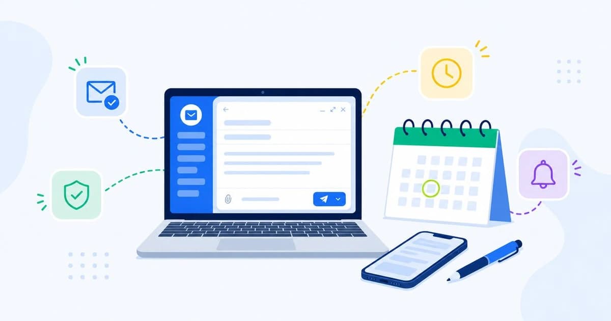 How to respond to an interview request: an email reply on a laptop next to a calendar